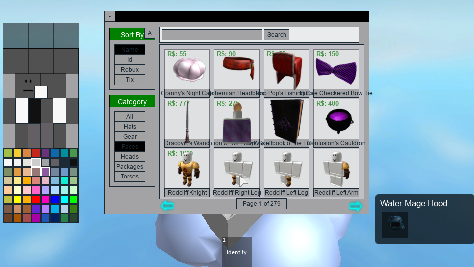 Screenshot of the original Catalog Heaven with UI clearly made by a programmer